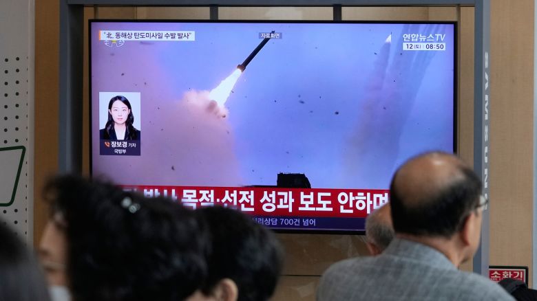 This photo from earlier in the month shows a TV screen of a North Korean missile launch during a news program at Seoul Railway Station in Seoul, South Korea, in September 2026.